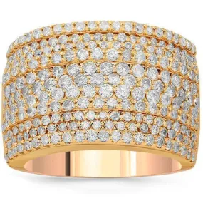 14K Solid Rose Gold Womens Diamond Cocktail Ring 2.41 Ctw