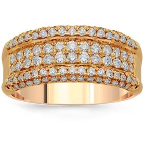 14K Solid Rose Gold Womens Diamond Ring 1.03 Ctw