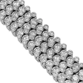 14K Solid White Gold Mens Diamond Bracelet 31.00 Ctw