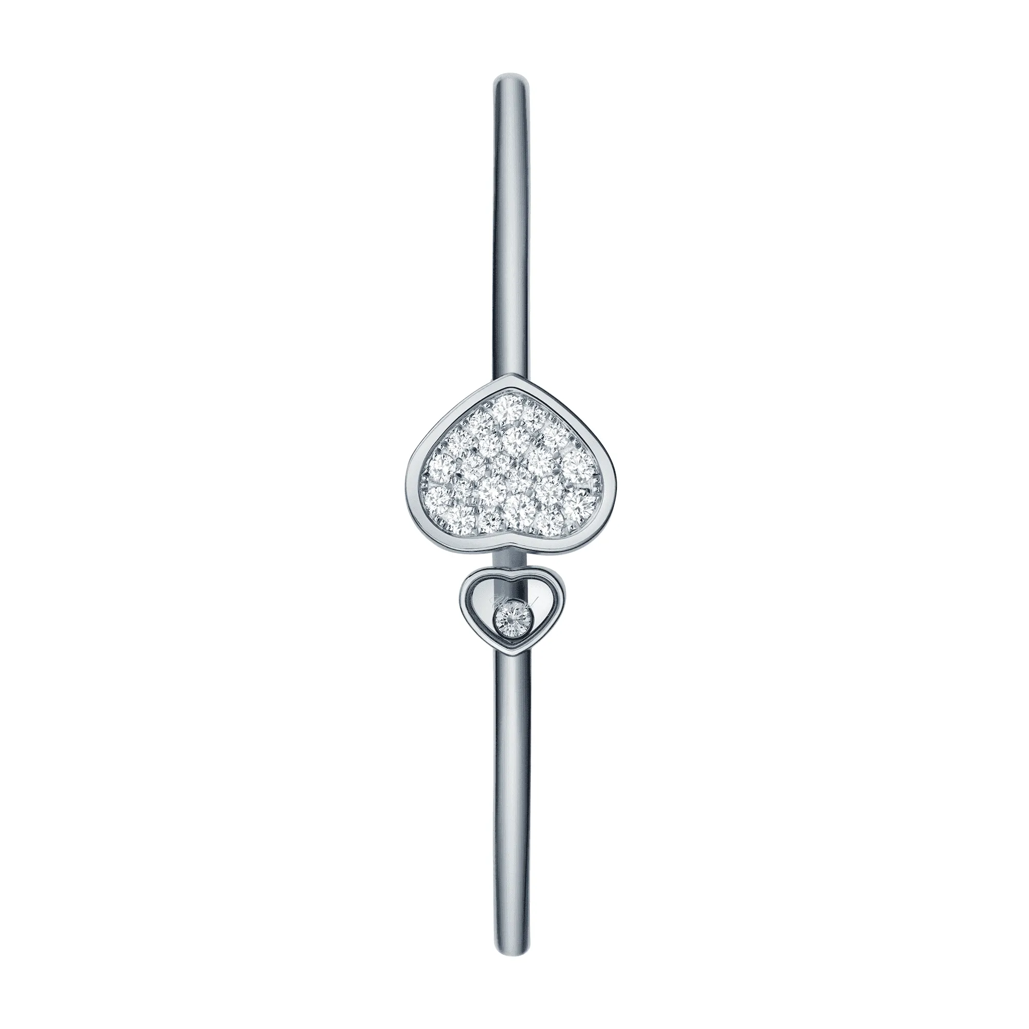 18ct White Gold Happy Hearts Diamond Pave Bangle
