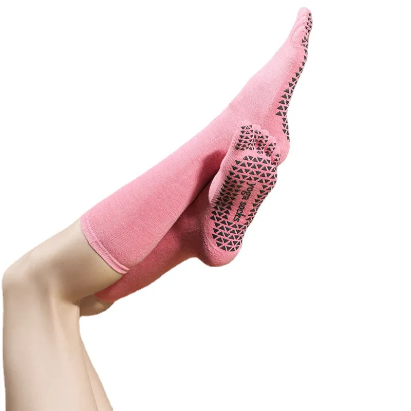 2 Pair Ladies and Man Silicone Non-Slip Yoga Pilates Socks, Cotton Multicolor Long Tube Toe Socks