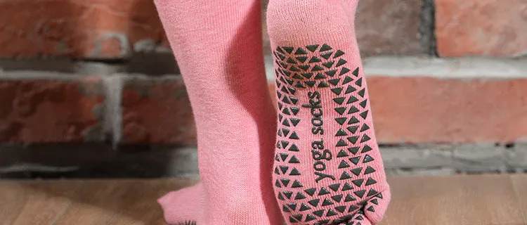 2 Pair Ladies and Man Silicone Non-Slip Yoga Pilates Socks, Cotton Multicolor Long Tube Toe Socks