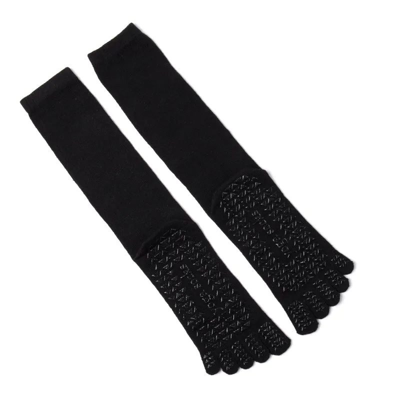 2 Pair Ladies and Man Silicone Non-Slip Yoga Pilates Socks, Cotton Multicolor Long Tube Toe Socks