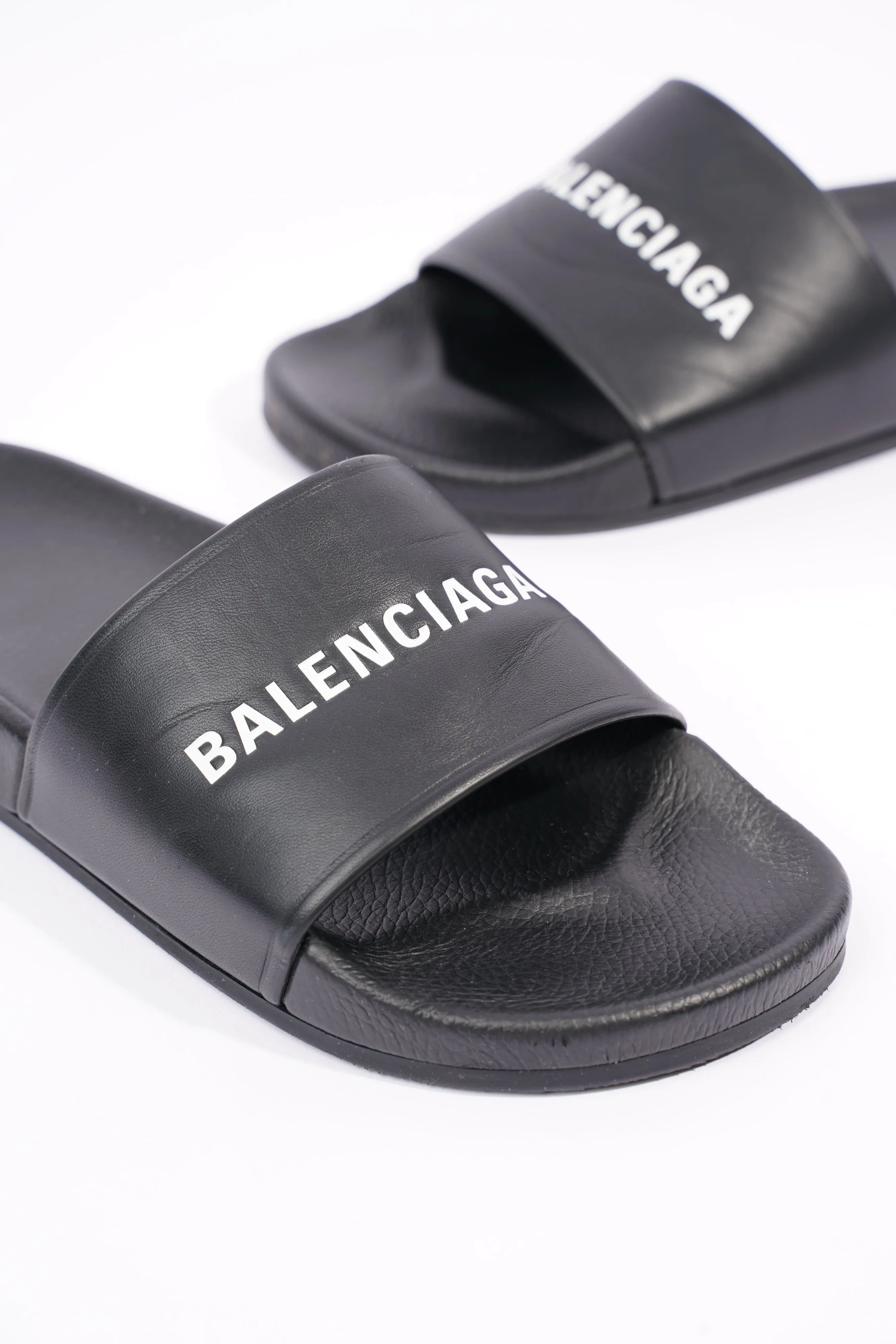 Balenciaga Mens Logo Slides Black / White EU 41 / UK 7