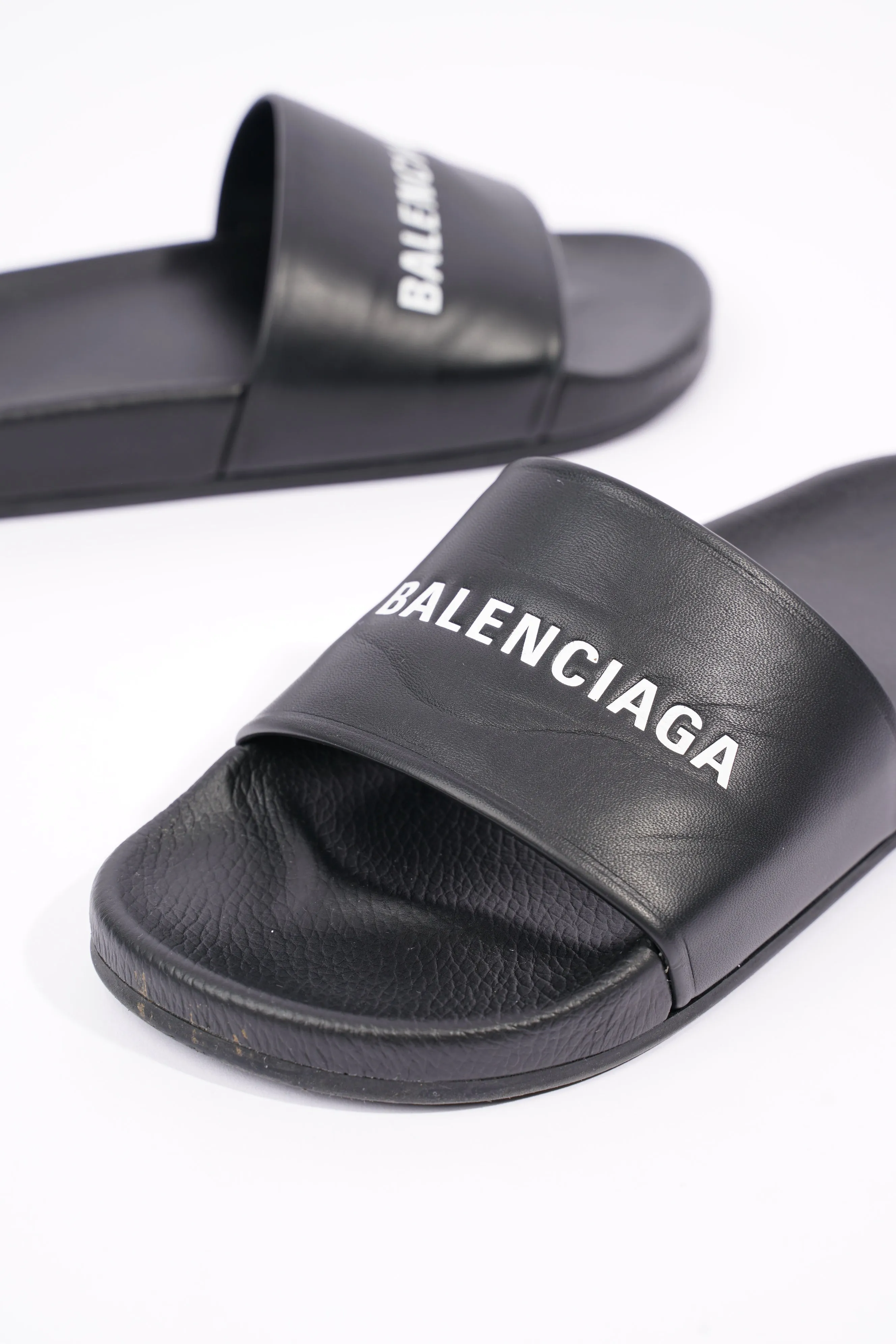 Balenciaga Mens Logo Slides Black / White EU 41 / UK 7