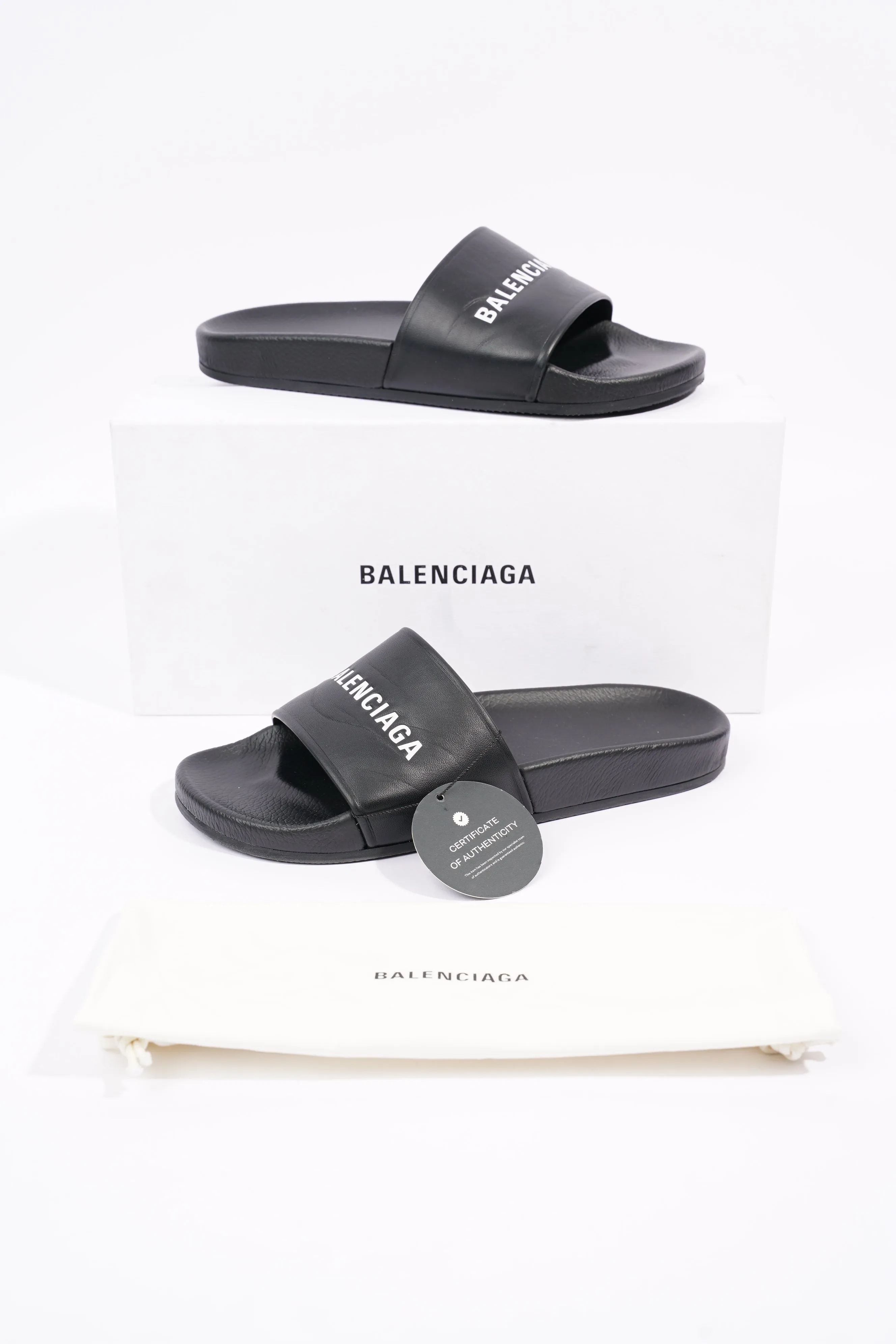 Balenciaga Mens Logo Slides Black / White EU 41 / UK 7