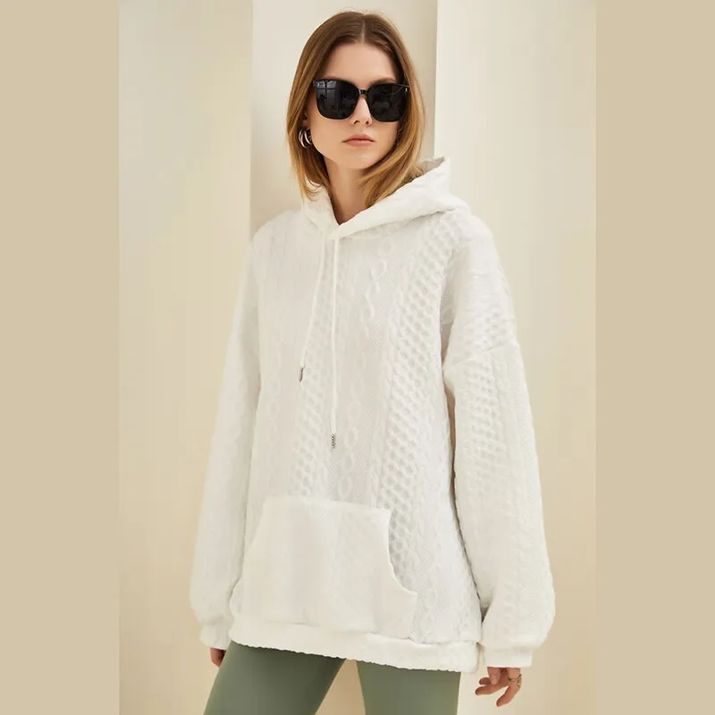 BerriesJam - 2024Oversized Knit Hoodie Streetwear Cotton Pullover