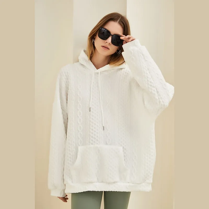 BerriesJam - 2024Oversized Knit Hoodie Streetwear Cotton Pullover