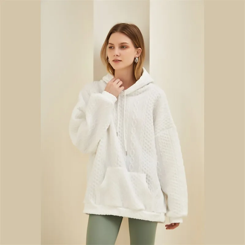 BerriesJam - 2024Oversized Knit Hoodie Streetwear Cotton Pullover