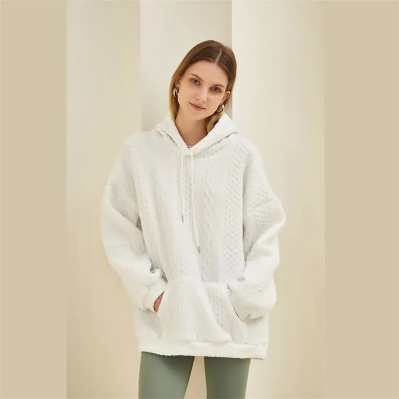 BerriesJam - 2024Oversized Knit Hoodie Streetwear Cotton Pullover