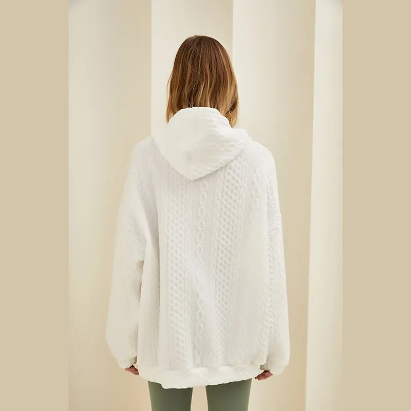 BerriesJam - 2024Oversized Knit Hoodie Streetwear Cotton Pullover