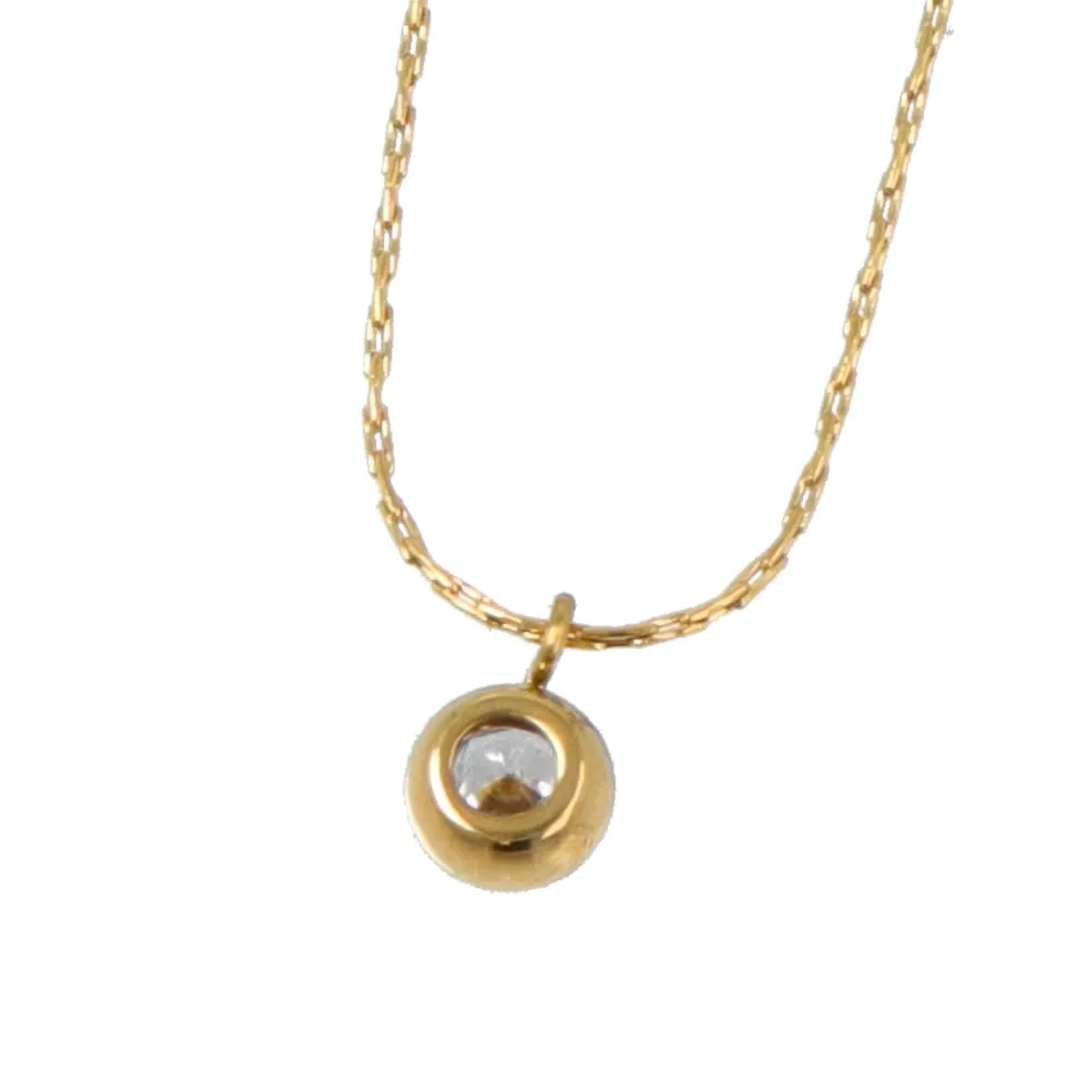 Bezel Stone SS Necklace