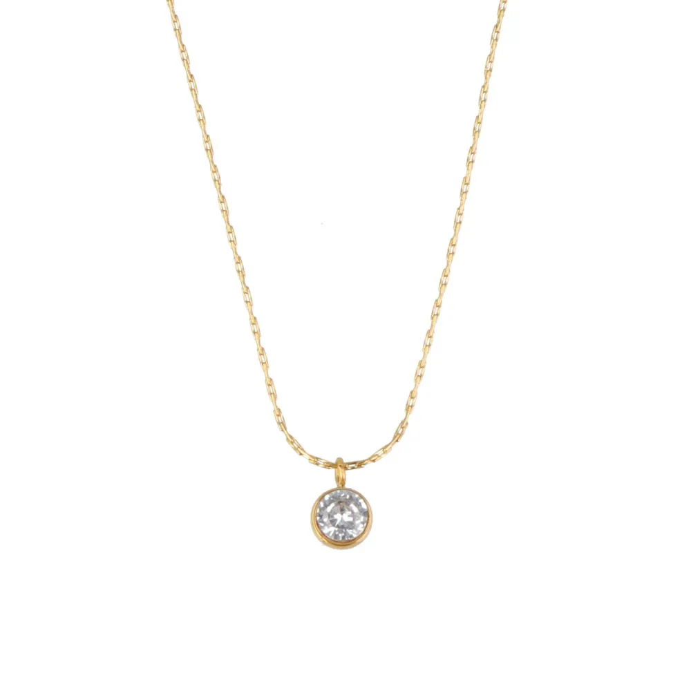 Bezel Stone SS Necklace