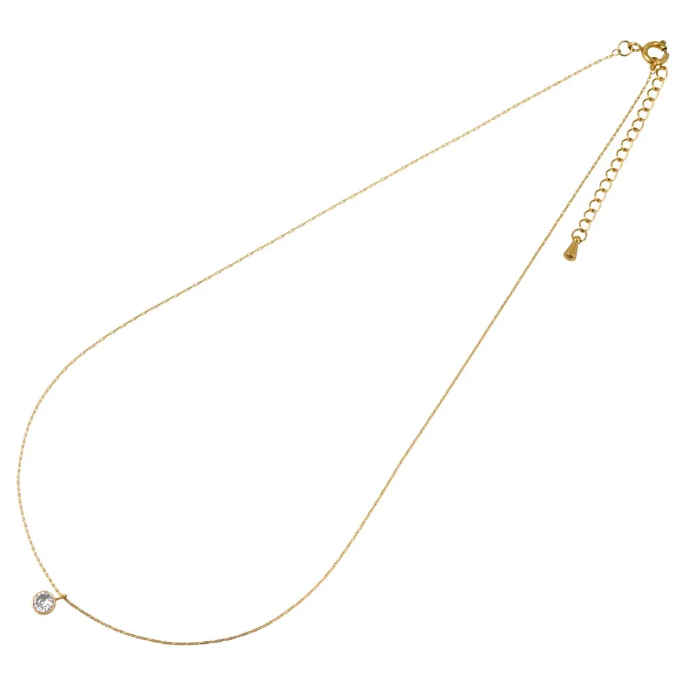 Bezel Stone SS Necklace