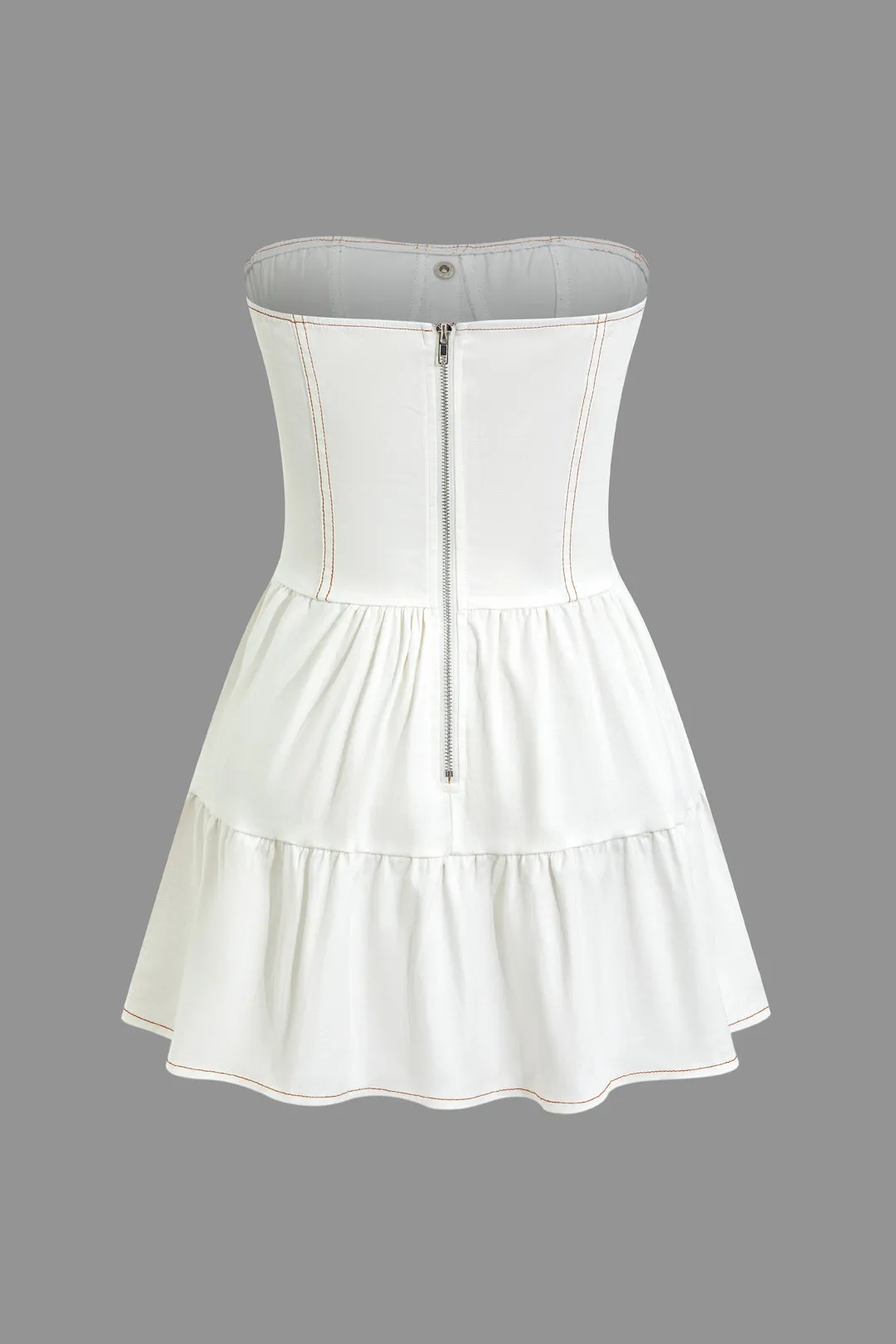 Button Corset Pleated Mini Dress