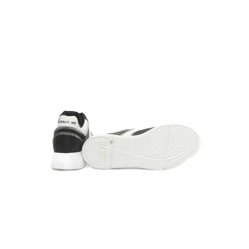 Cerruti 1881 Black Leather Men Women's Sneaker
