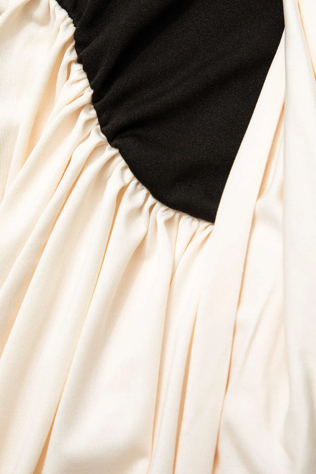 Contrast Off Shoulder Knot Bell Sleeve Pleated Mini Dress