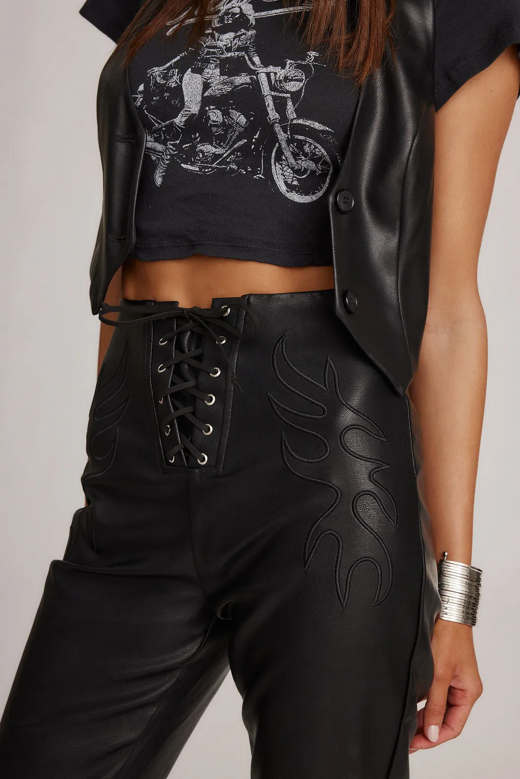 Danica Black Vegan Leather Pants
