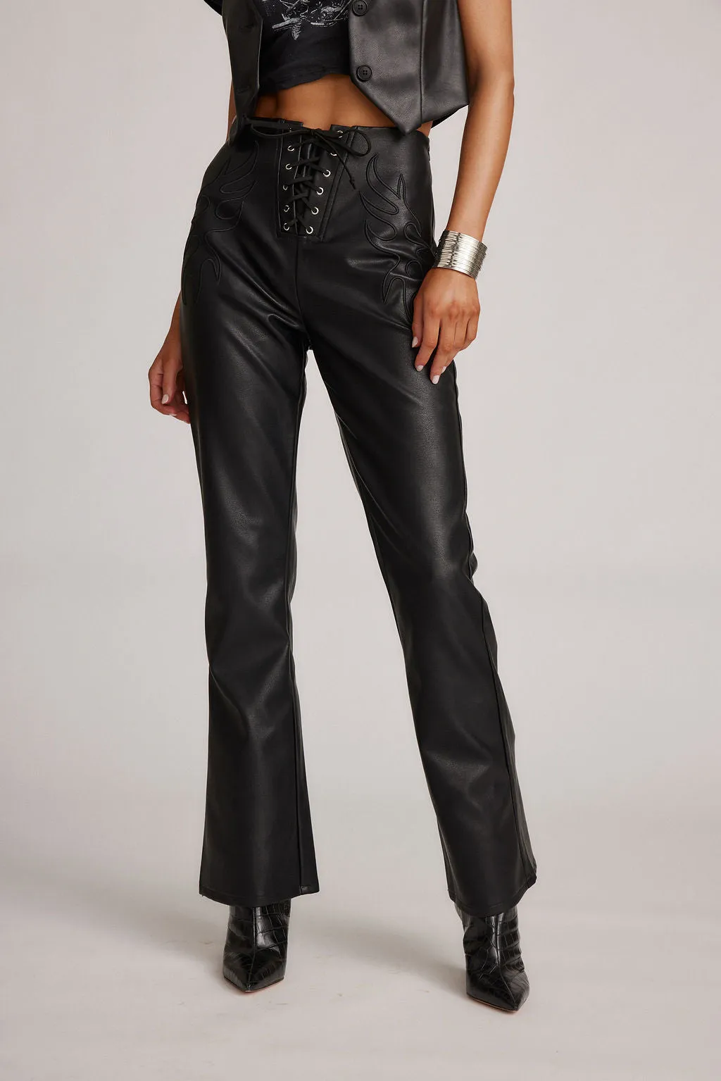 Danica Black Vegan Leather Pants