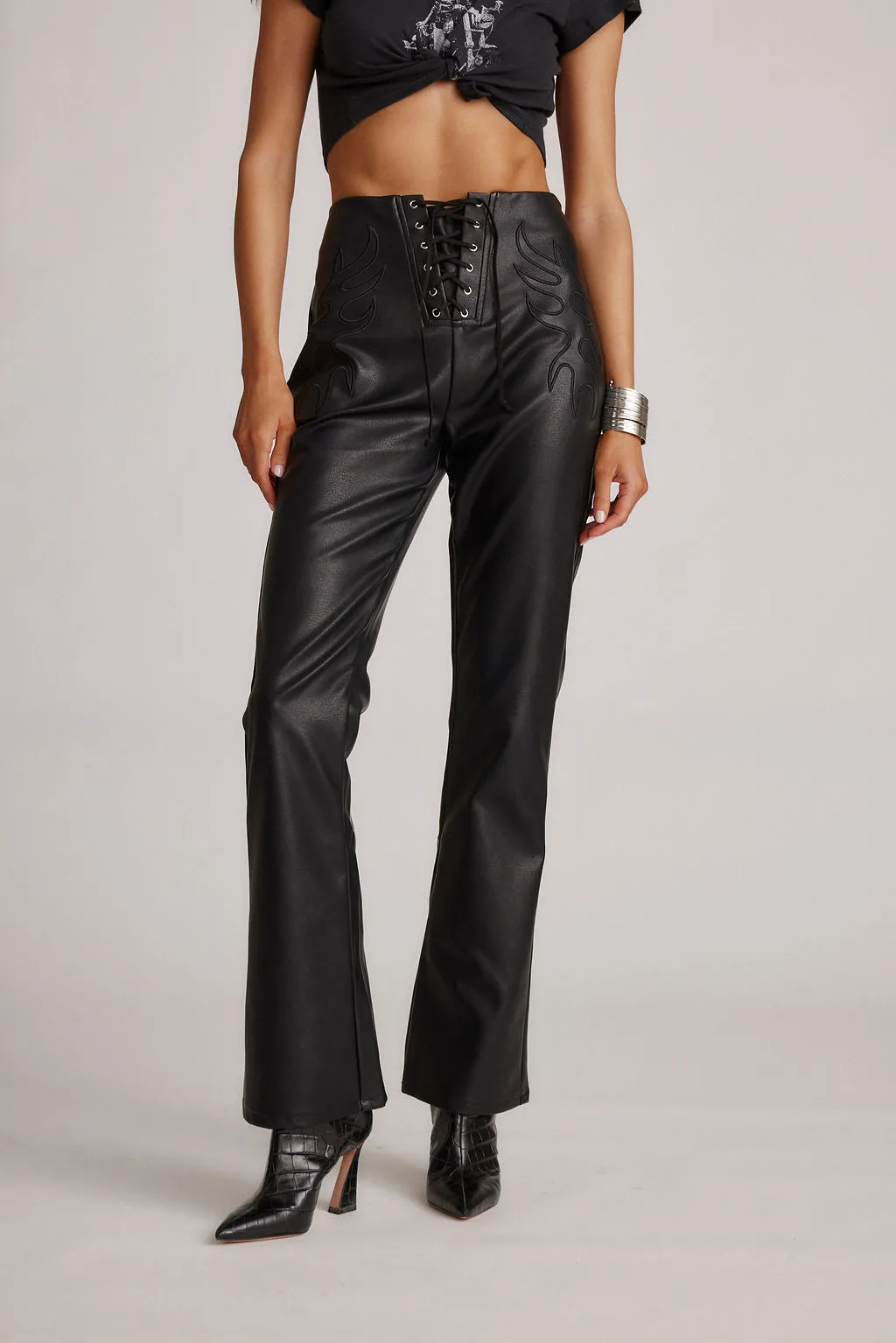 Danica Black Vegan Leather Pants