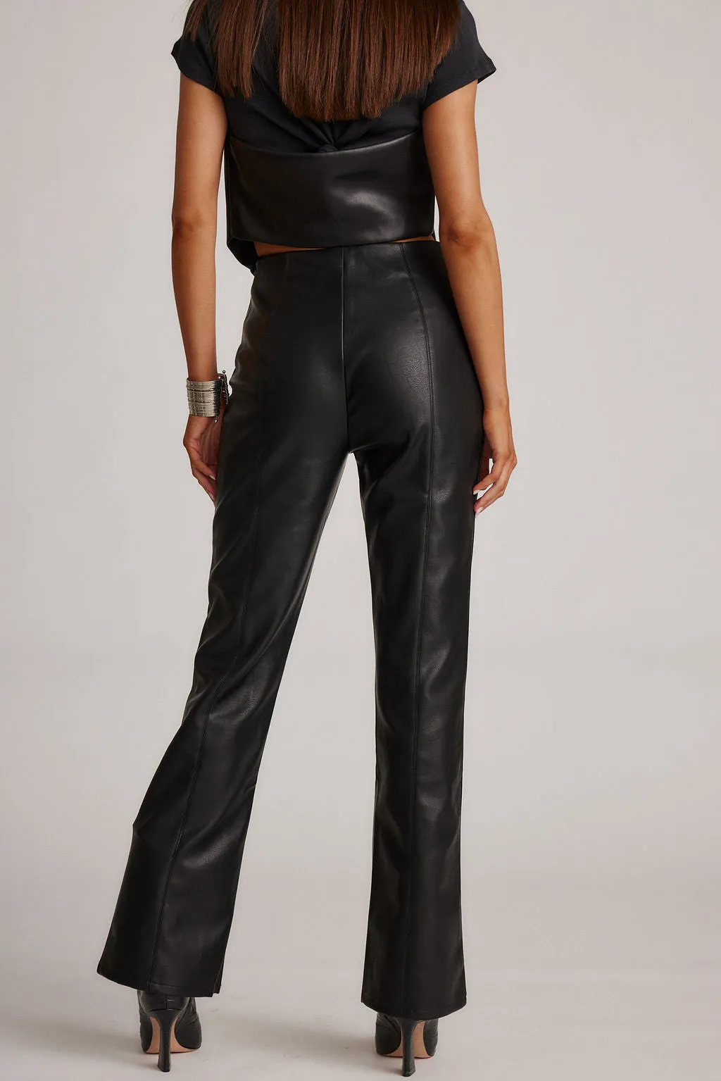 Danica Black Vegan Leather Pants