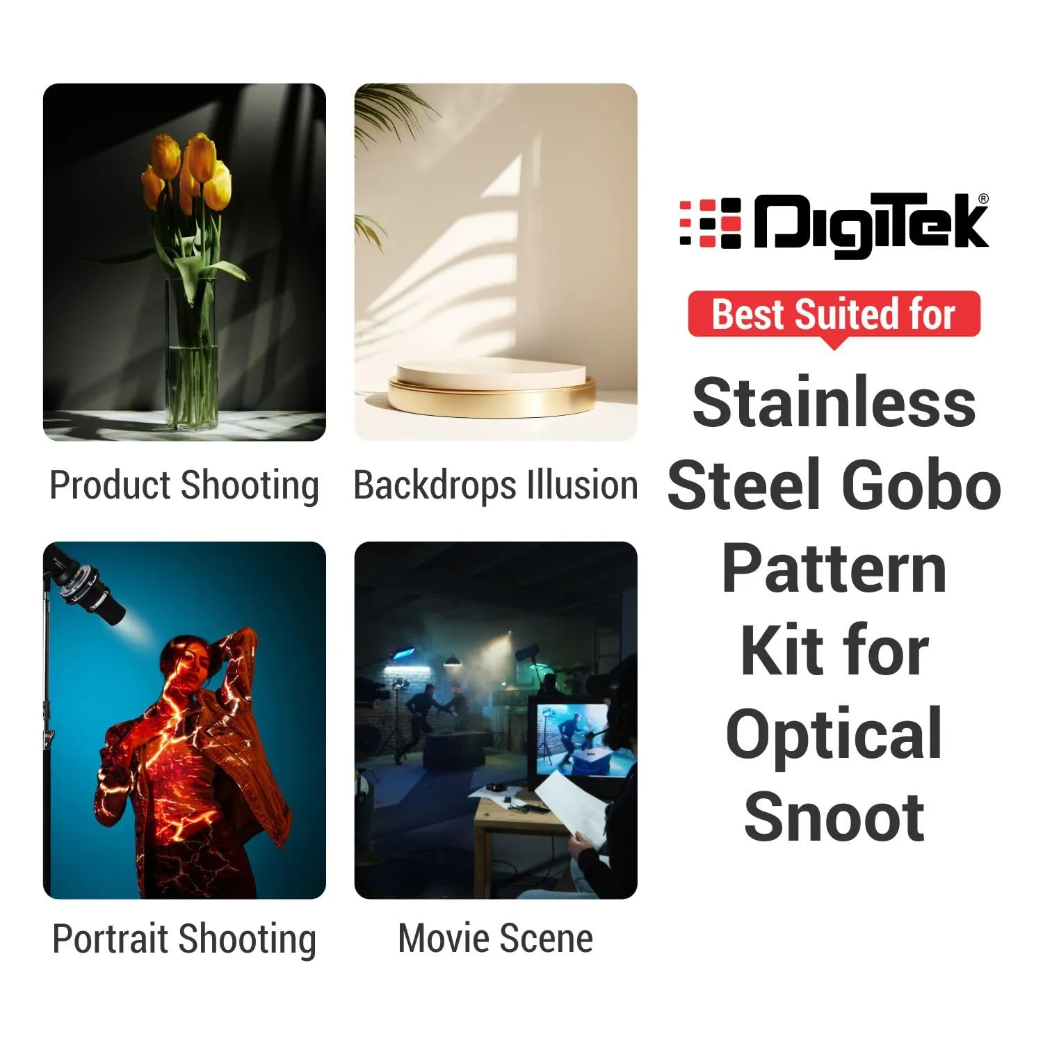 Digitek (DGS 001)Stainless Steel GOBO Pattern Kit with 8 Creative Pattern Effect for Optical Snoot