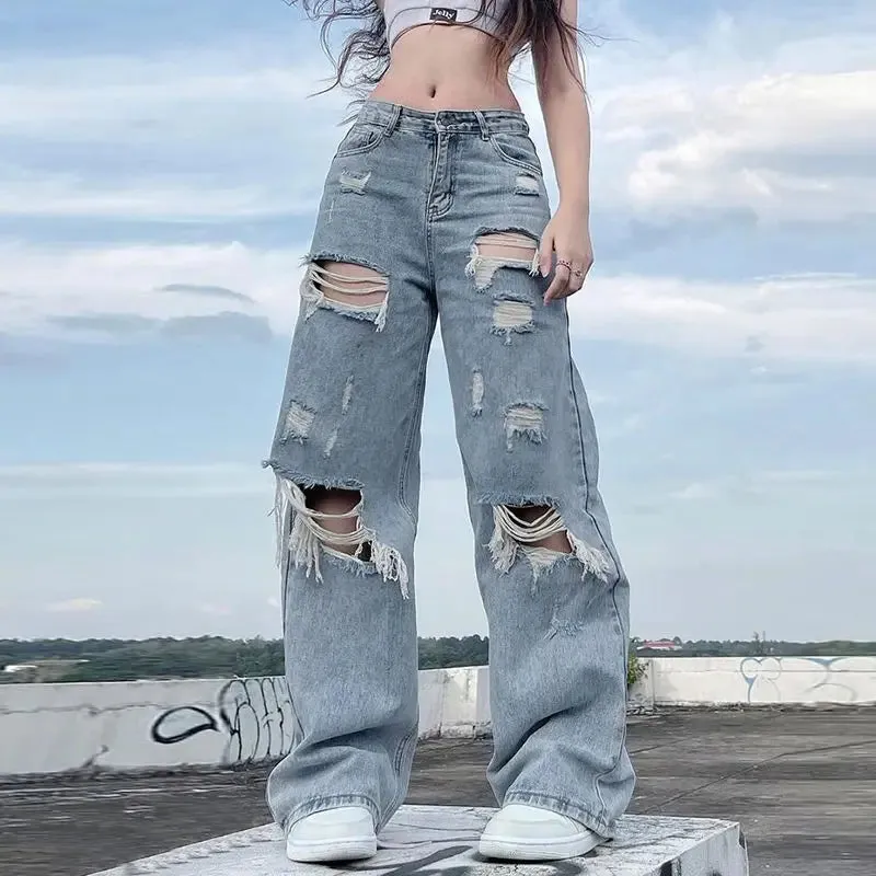 DressBetty - 2024 Streetwear Mid Waist Ladies Cargo Pants Straight Style