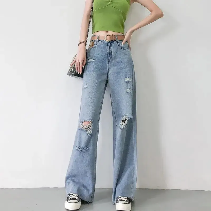 DressBetty - 2024 Undefined Straight Mom Jeans Female Pants Jeans