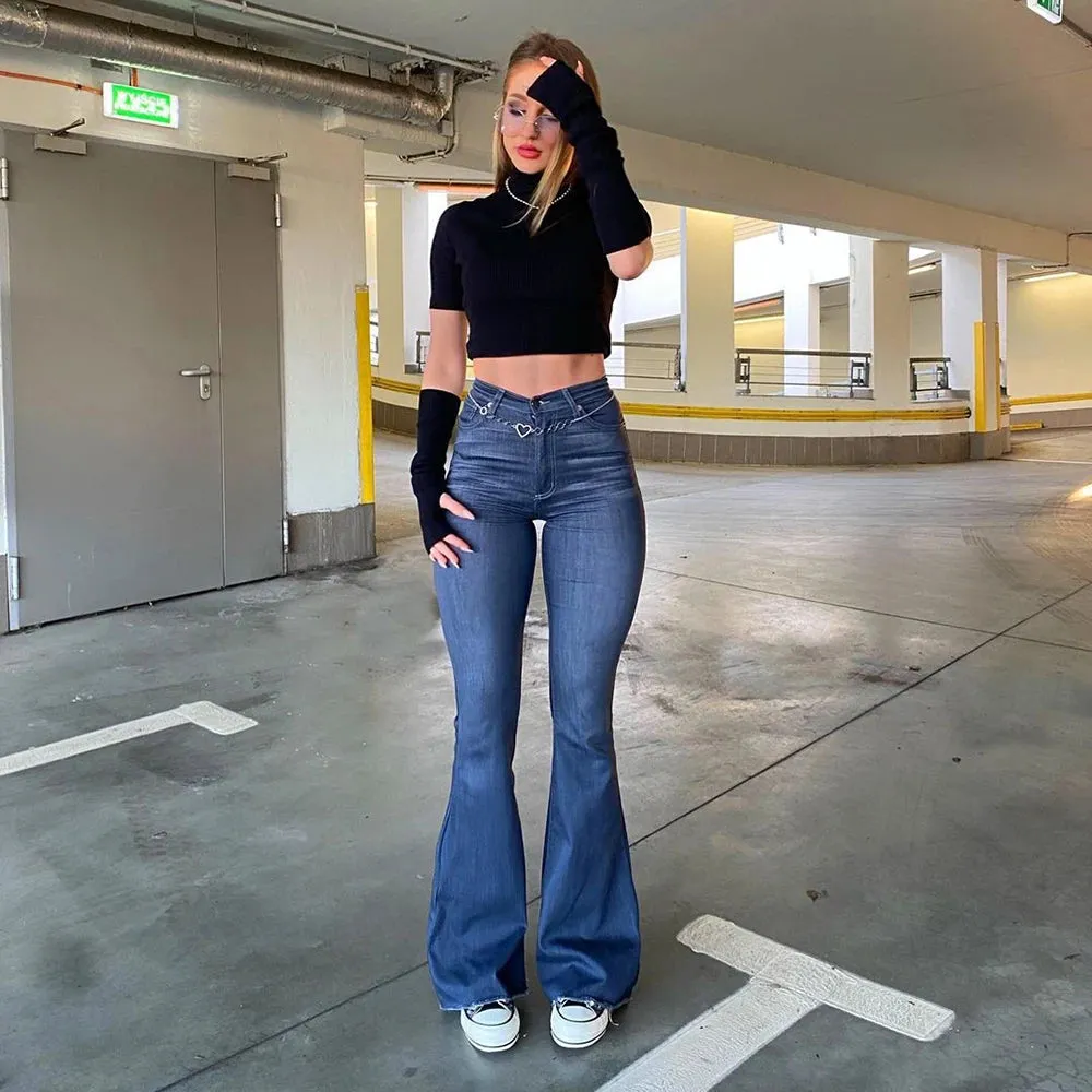 DressBetty - 2024 Y2K Blue High Waist Stretch Vintage Spring Autumn Jeans