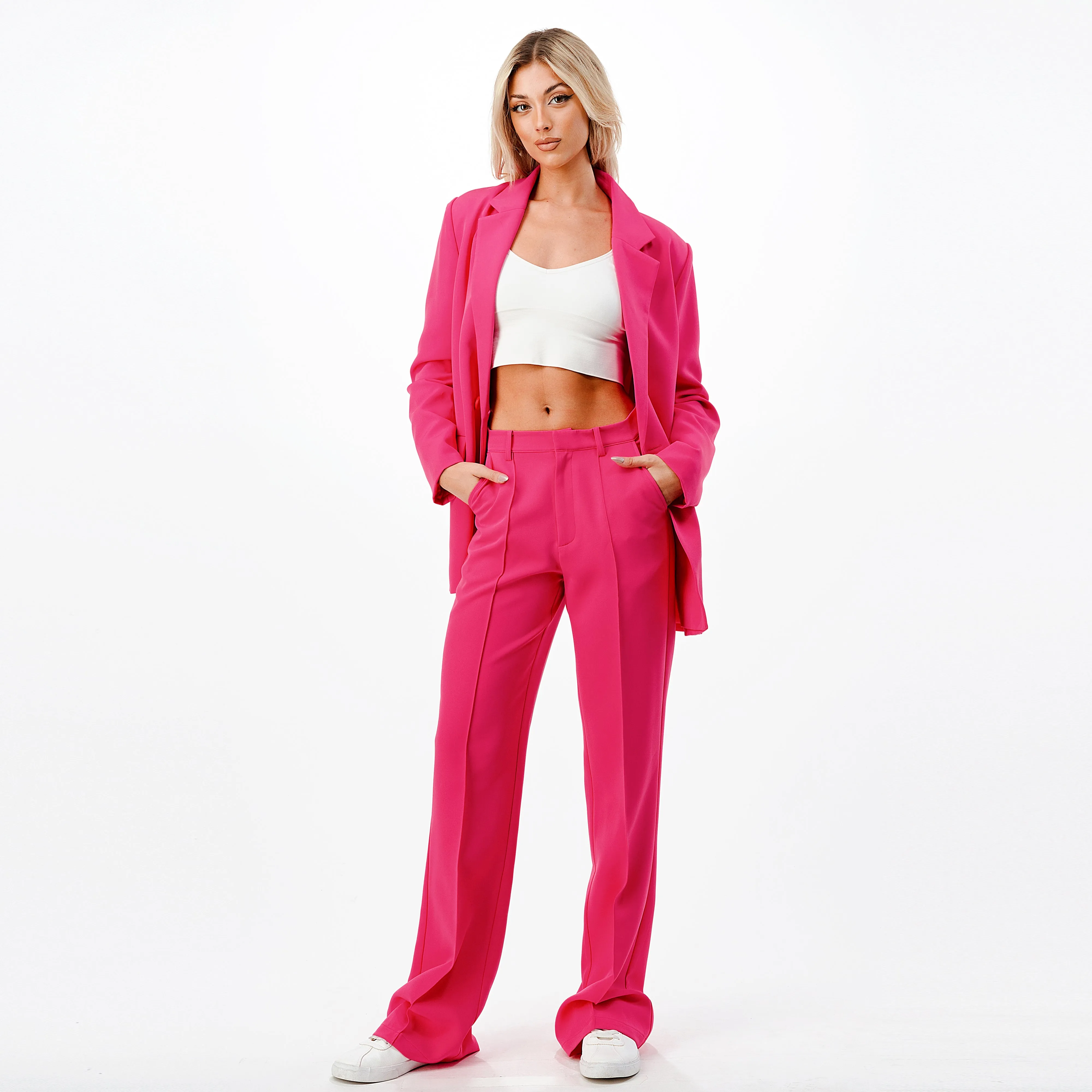 Fuchsia Wide Leg Pantsuit