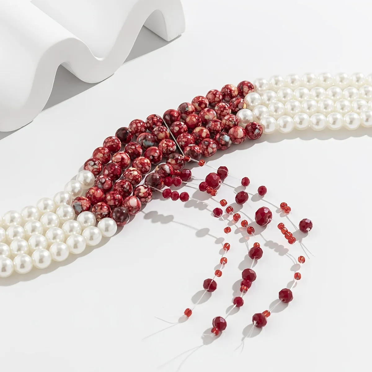 Gothic Blood Drop Fringe Necklace - Fashionable Sweet Synchronized Multi-Colored Pearl Beaded Charm