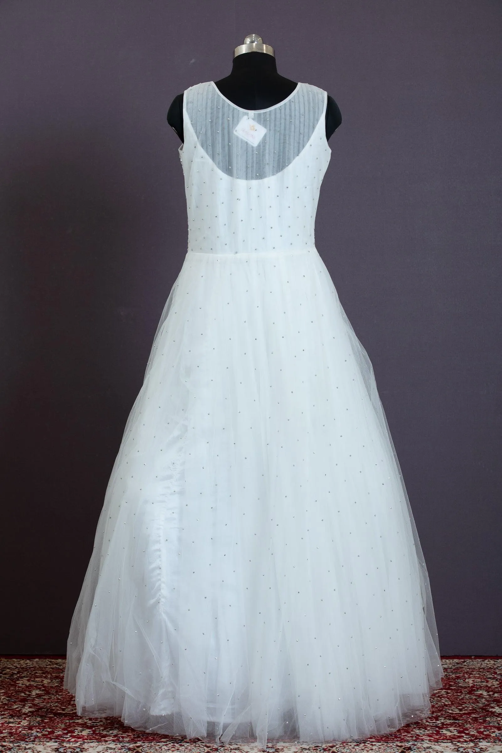 Half White Sequins, Stone and Beads work Bridal and Partywear Gown