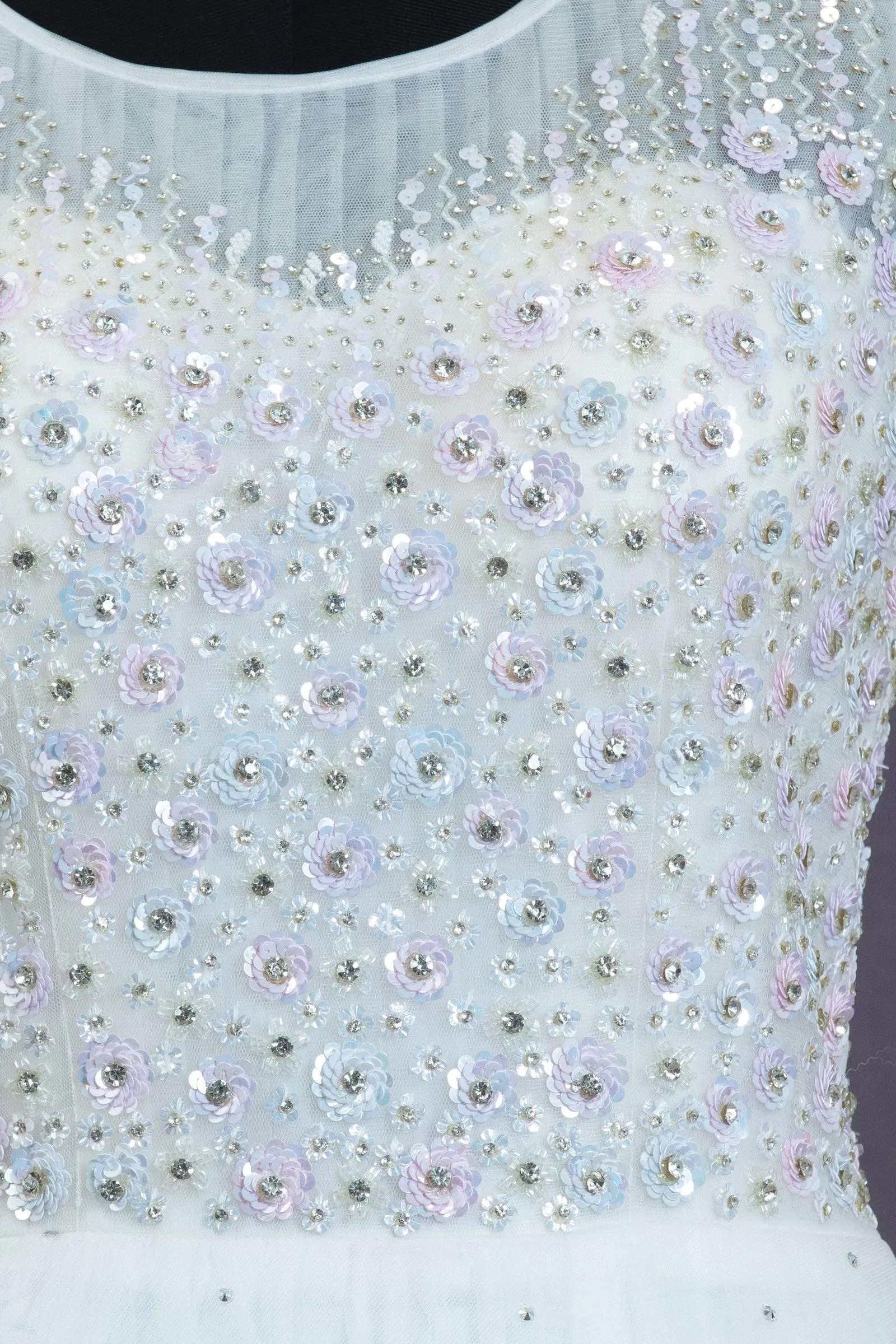 Half White Sequins, Stone and Beads work Bridal and Partywear Gown