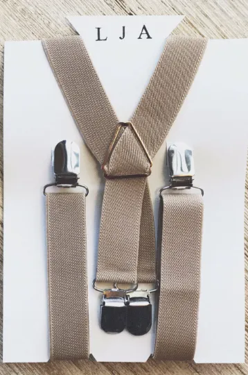Khaki Elastic Suspenders