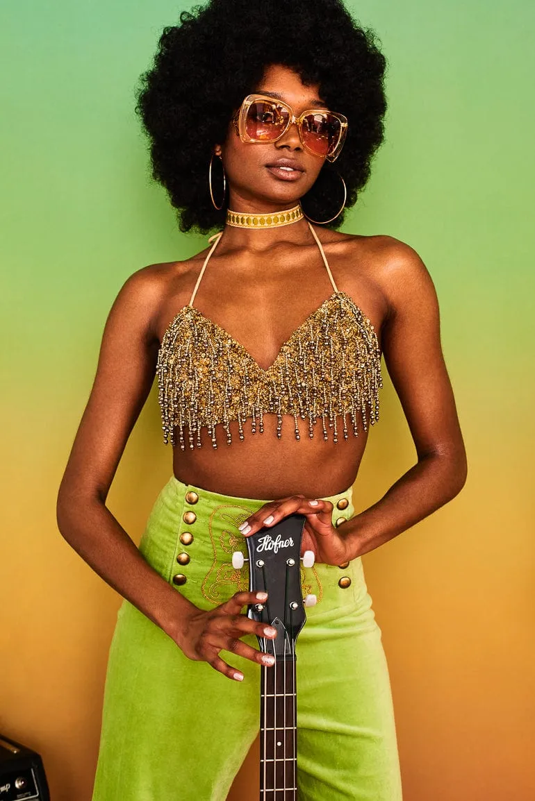Lady Madonna Gold Sequin Bralet - SSA472 - L/XL