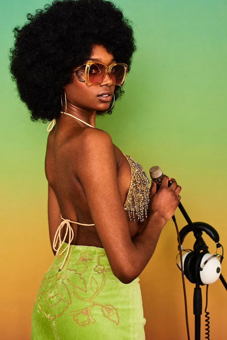 Lady Madonna Gold Sequin Bralet - SSA472 - L/XL