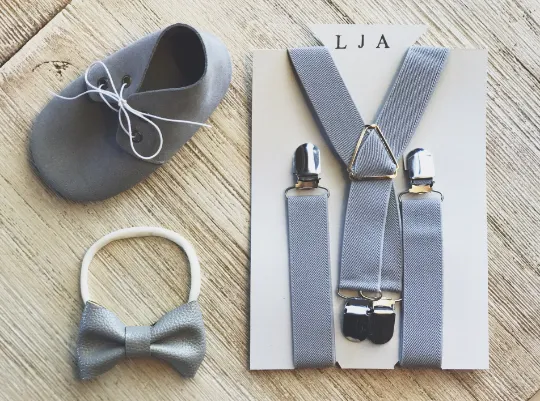 Light Grey Elastic Suspenders