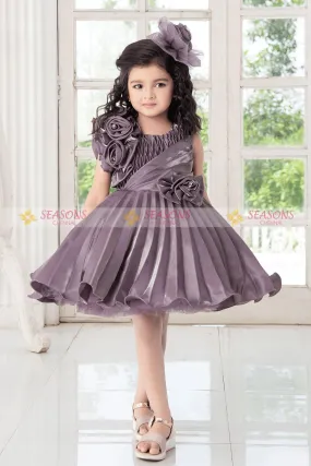 Mauve Satin Short Frock for Girls