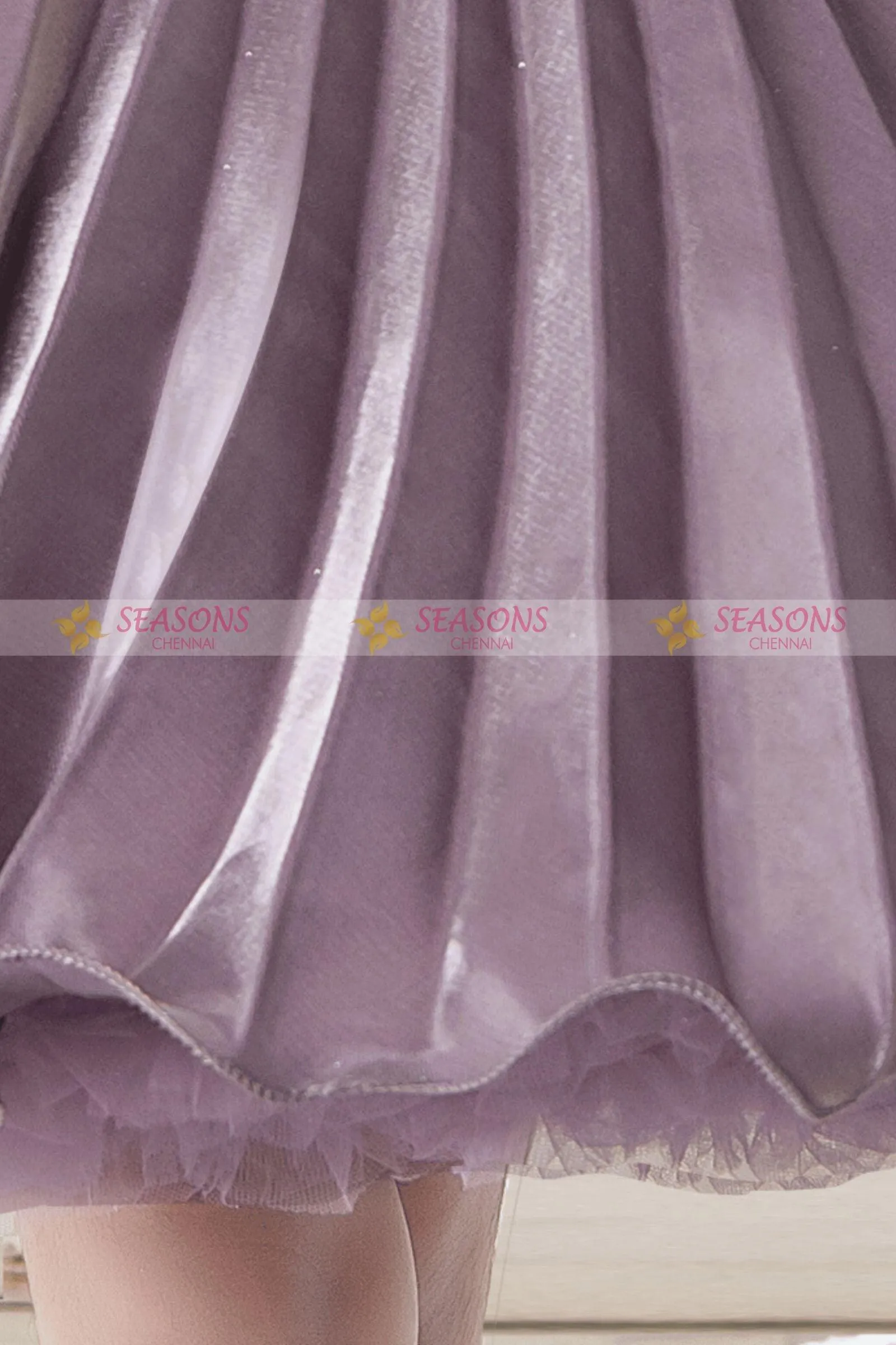 Mauve Satin Short Frock for Girls