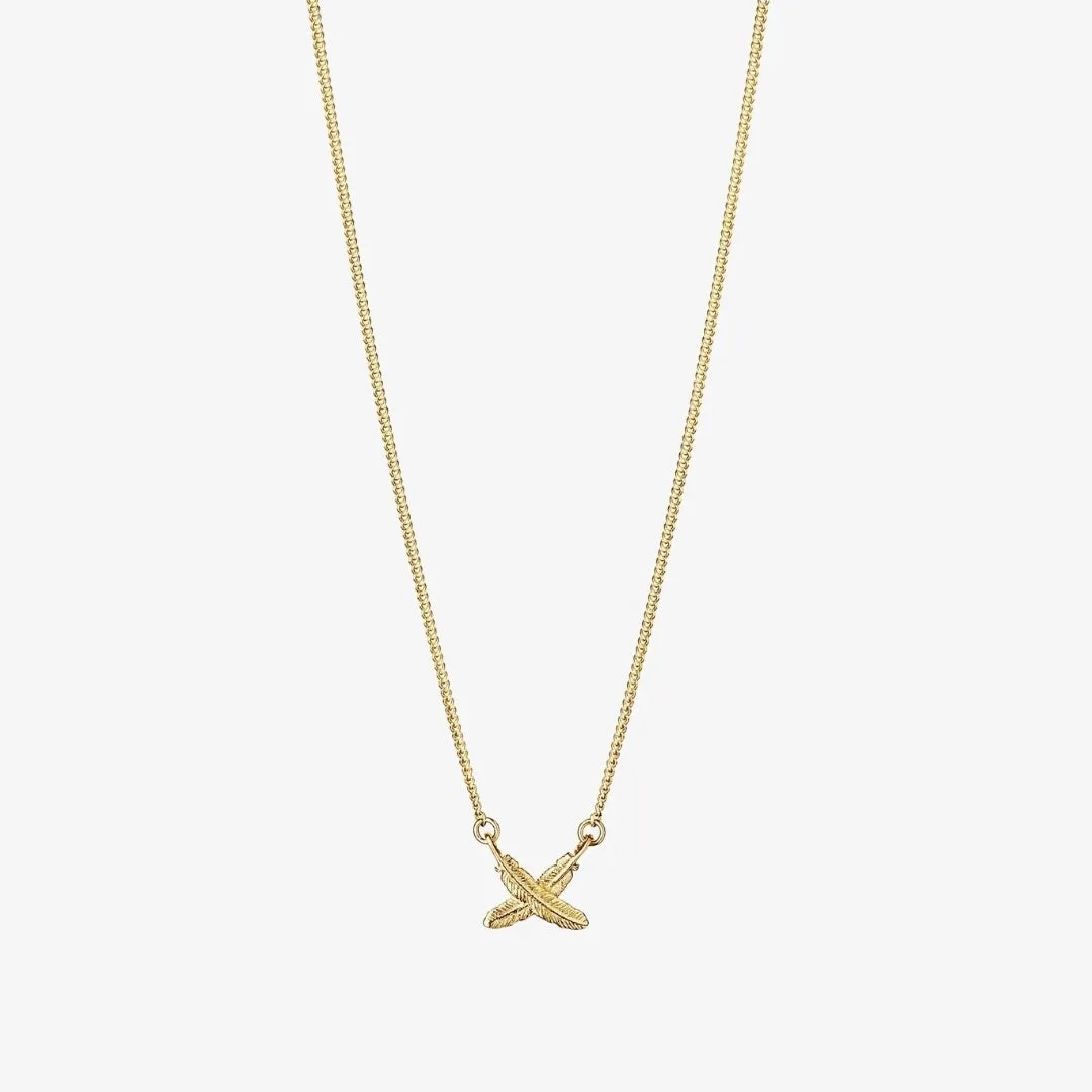 Mini Feather Kisses Pendant Gold