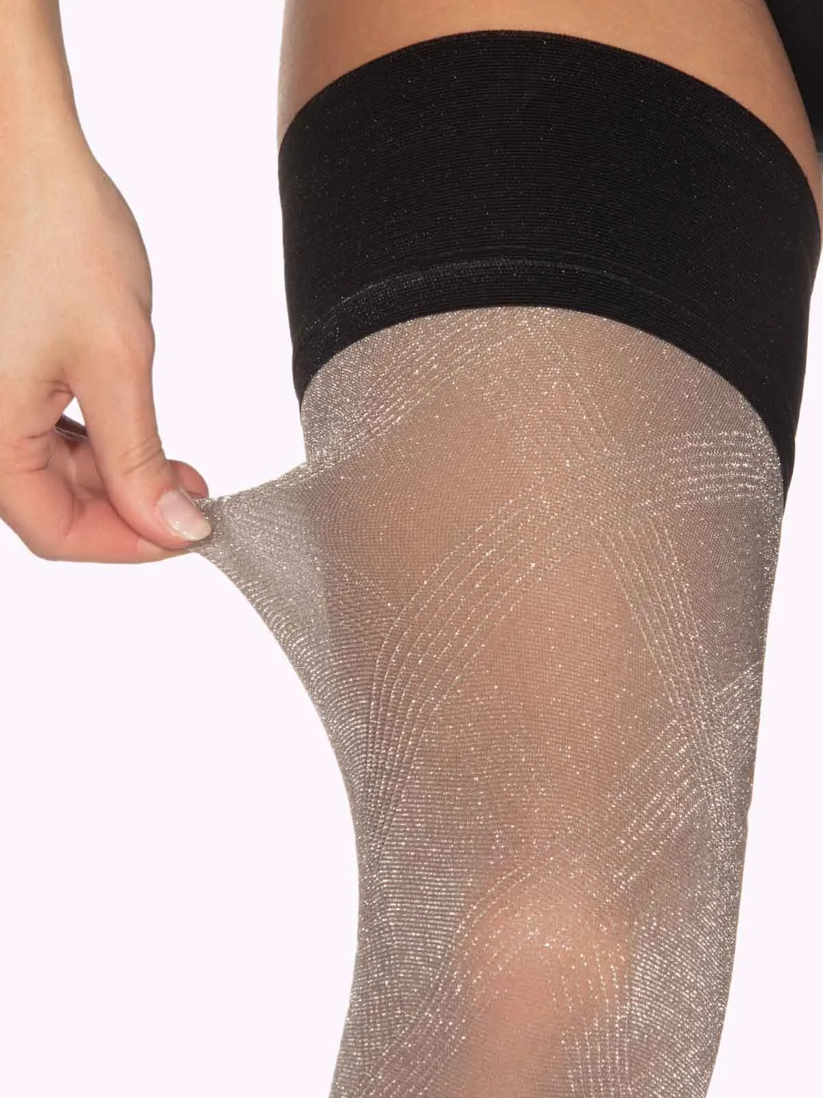MIRABELLA Glittery Argyle Thigh Highs