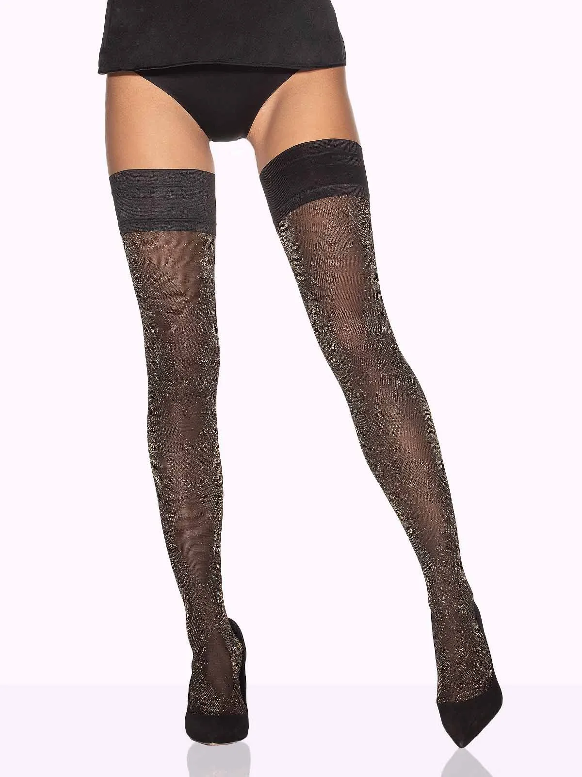 MIRABELLA Glittery Argyle Thigh Highs