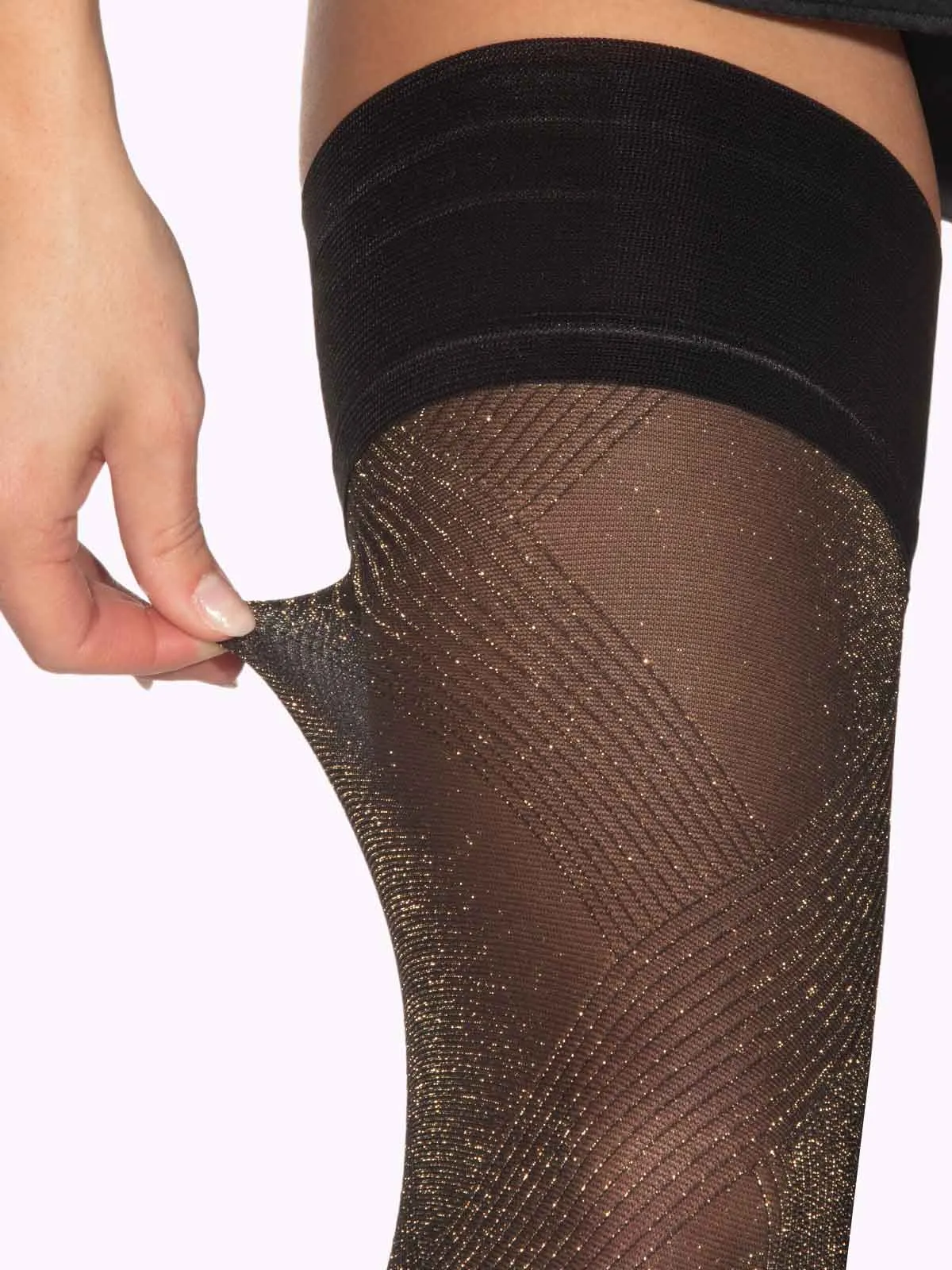 MIRABELLA Glittery Argyle Thigh Highs