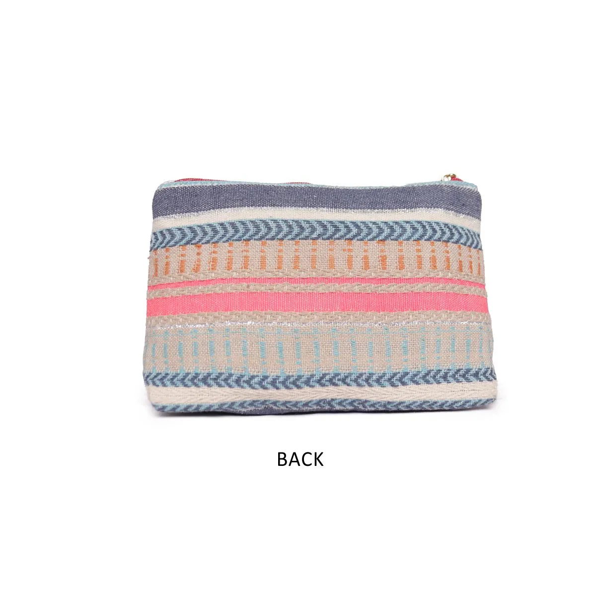 Multi Colour Striped Woven Makeup/Travel Pouch With Tassels