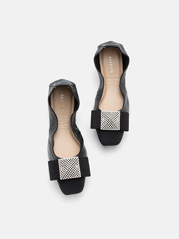 Mya Crystal Embellished Bow Foldable Flats