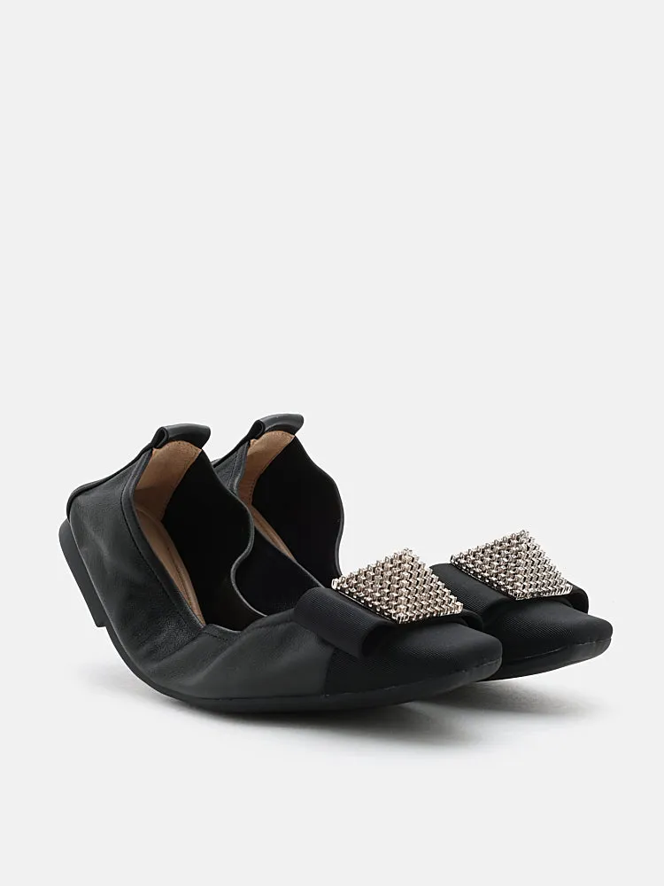 Mya Crystal Embellished Bow Foldable Flats