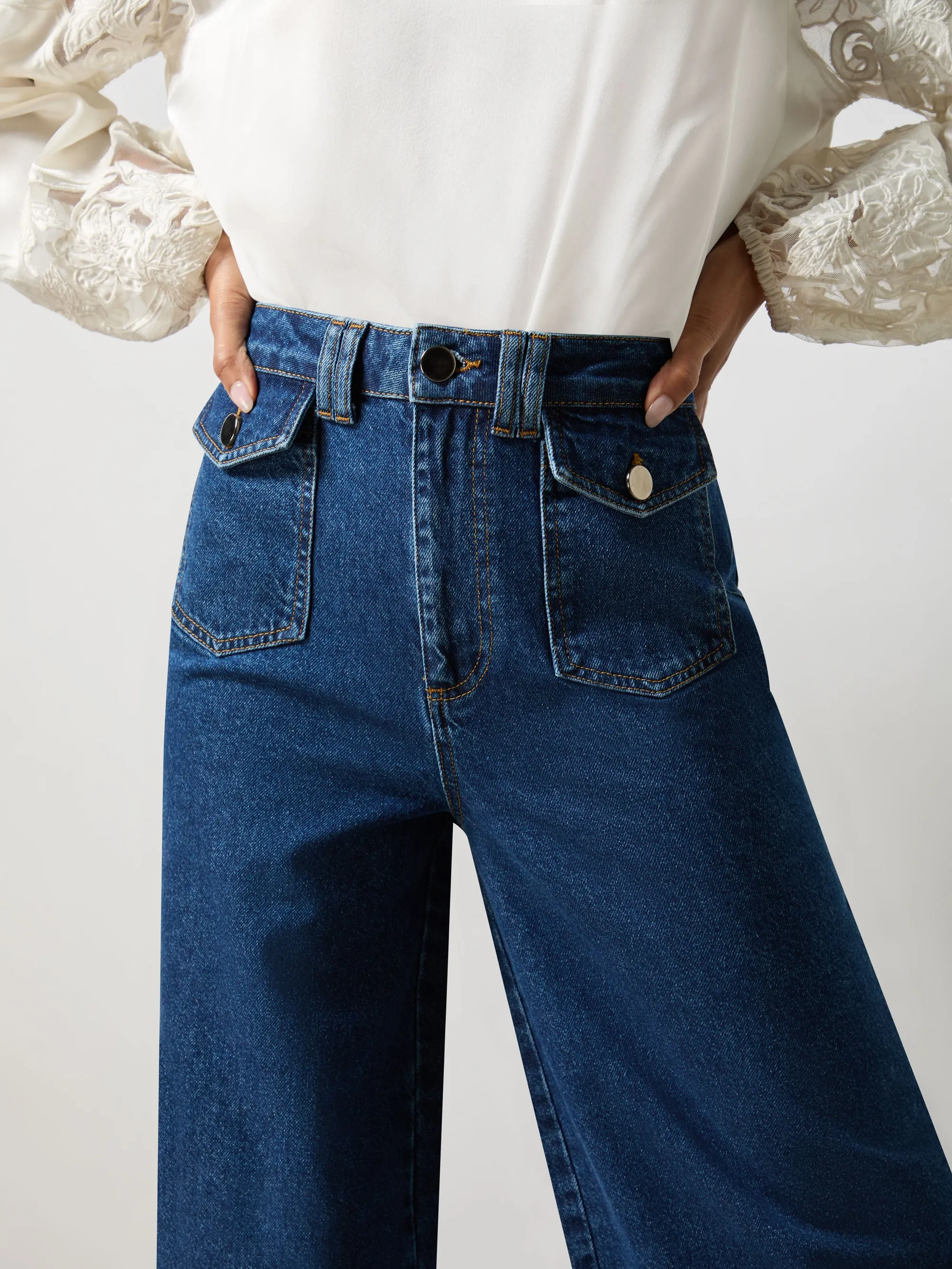 Petite Blue Wide Leg Jean