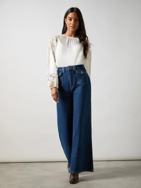 Petite Blue Wide Leg Jean