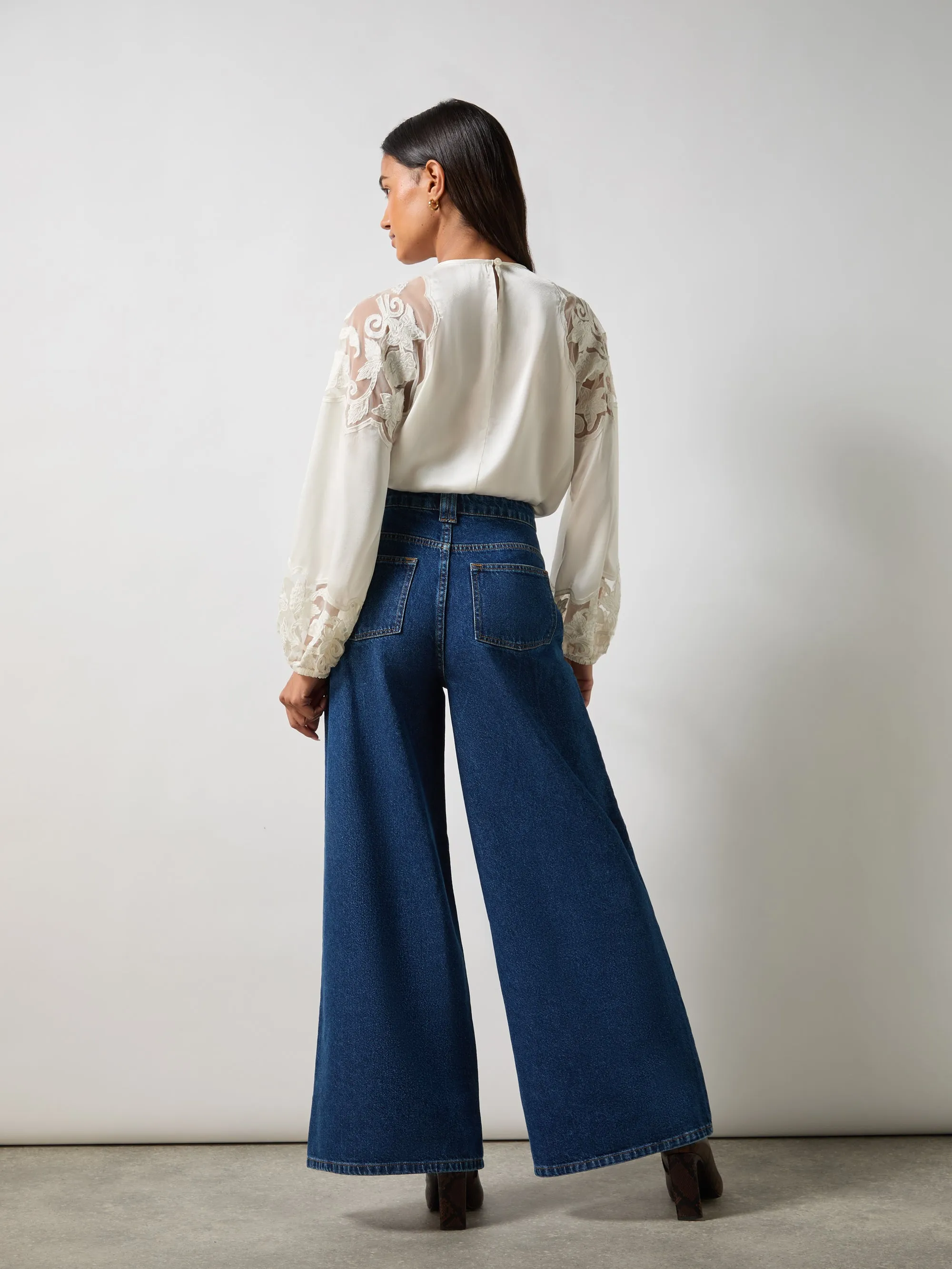 Petite Blue Wide Leg Jean