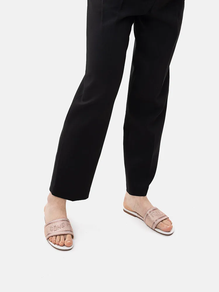 [SALE]Florence Crystal Embroidered Slides